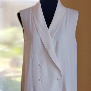 NEW White Sleeveless FRNCH Tuxedo Blouse Sz S